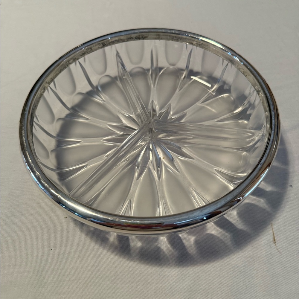 Elegant Silver and Clear Glass Bowl